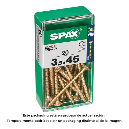 Caixa 20 unid. parafuso madeira spax cabeza plana yellox 3,5x45mm spax_0