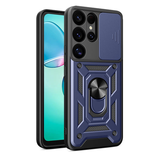 Hybrid Armor Camshield with Camera Cover and Metal Ring for Samsung Galaxy S25 Ultra - Blue_0