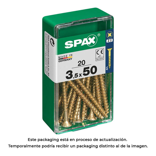 Caixa 20 unid. parafuso madeira spax cabeza plana yellox 3,5x50mm spax_0