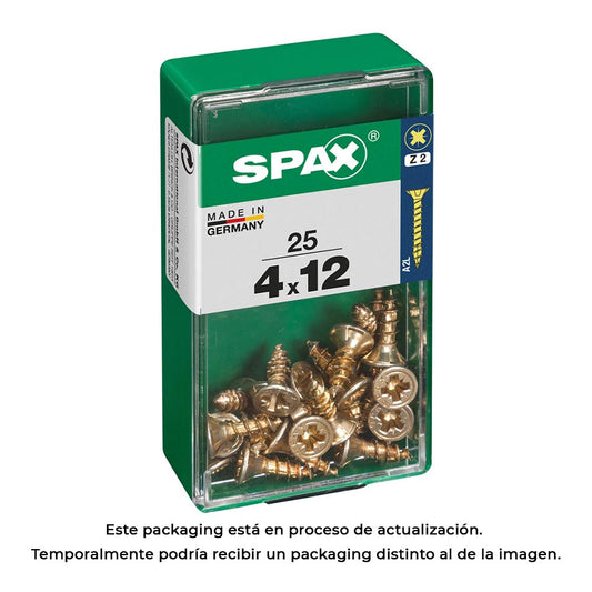 Caixa 25 unid. parafuso madeira cabeza plana yellox 4,0x12mm spax_0