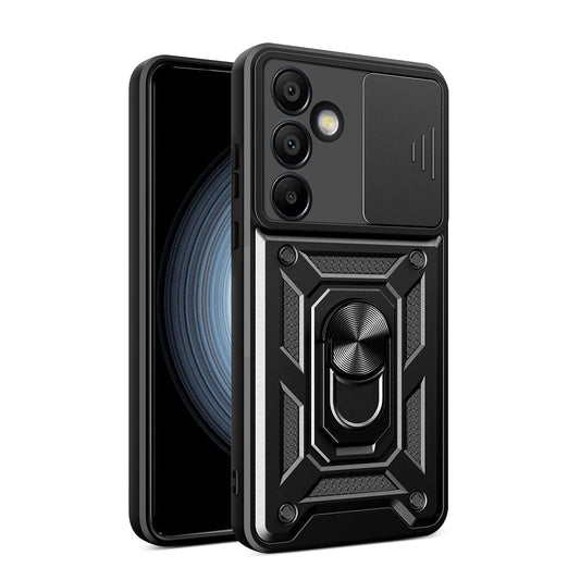 Hybrid Armor Camshield with Camera Cover and Metal Ring for Samsung Galaxy S24 FE - Black_0