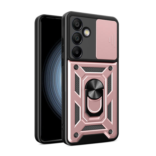Hybrid Armor Camshield with Camera Cover and Metal Ring for Samsung Galaxy S24 FE - Pink_0