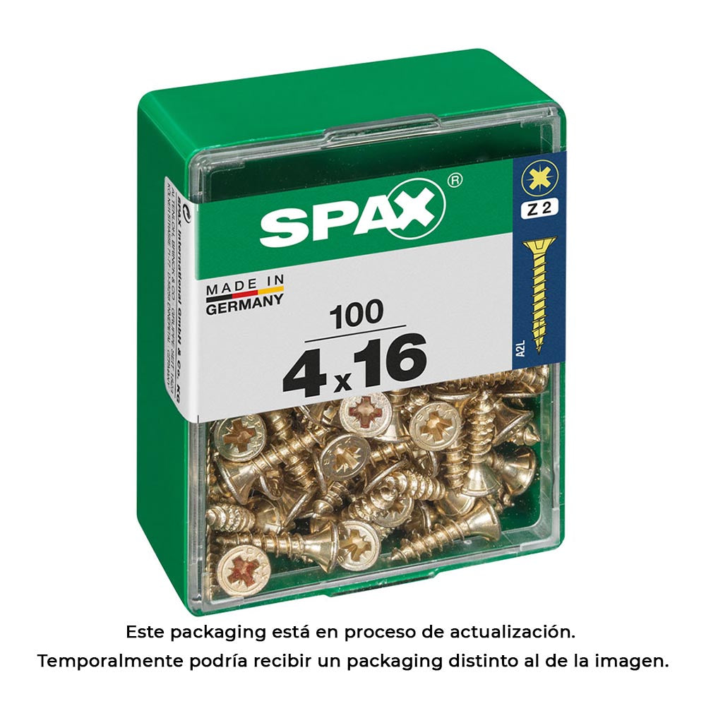 Caixa 100 unid. parafuso madeira cabeza plana yellox 4,0x16mm spax_0