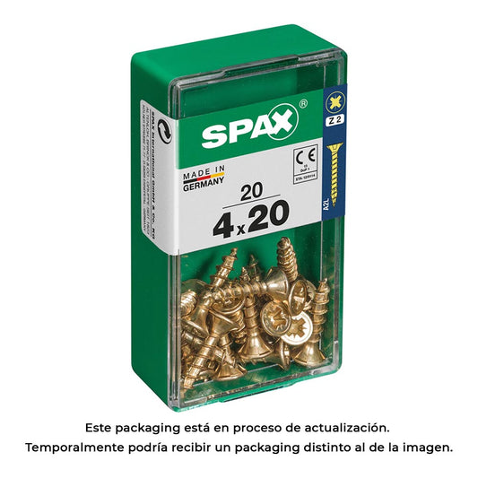 Caixa 20 unid. parafuso madeira cabeza plana yellox 4,0x20mm spax_0