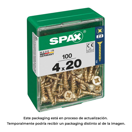 Caixa 100 unid. parafuso madeira cabeza plana yellox 4,0x20mm spax_0