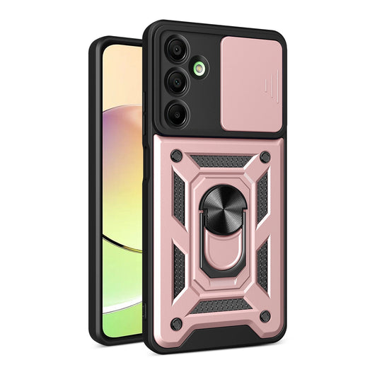 Hybrid Armor Camshield Case with Camera Cover and Metal Ring for Samsung Galaxy A16 / A16 5G - Pink_0
