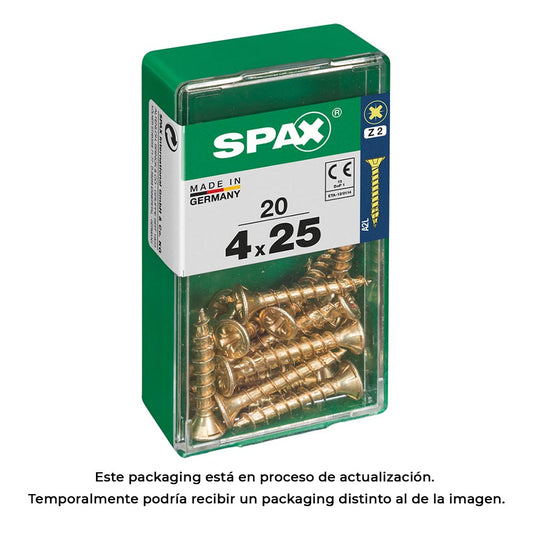 Caixa 20 unid. parafuso madeira cabeza plana yellox 4,0x25mm spax_0