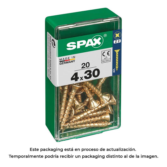 Caixa 20 unid. parafuso madeira cabeza plana yellox 4,0x30mm spax_0