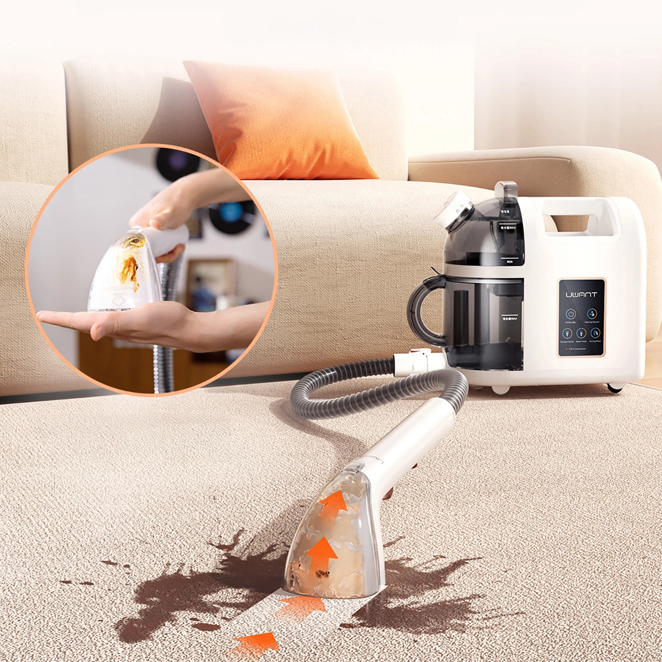 UWANT B200 12000Pa 1900W washing vacuum cleaner with Deep Cleaning steam cleaning function - white_8