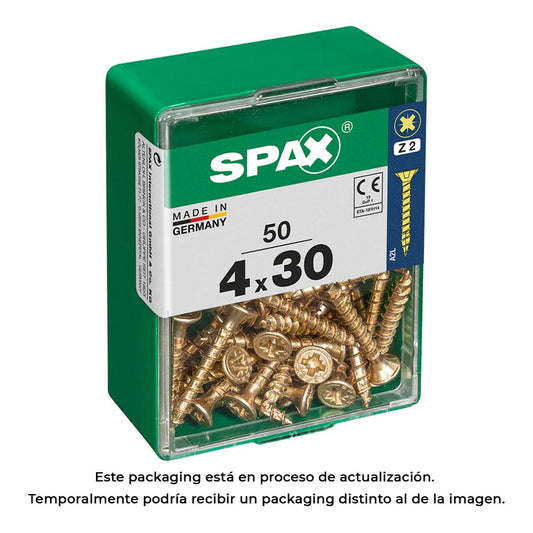 Caixa 50 unid. parafuso madeira cabeza plana yellox 4,0x30mm spax_0