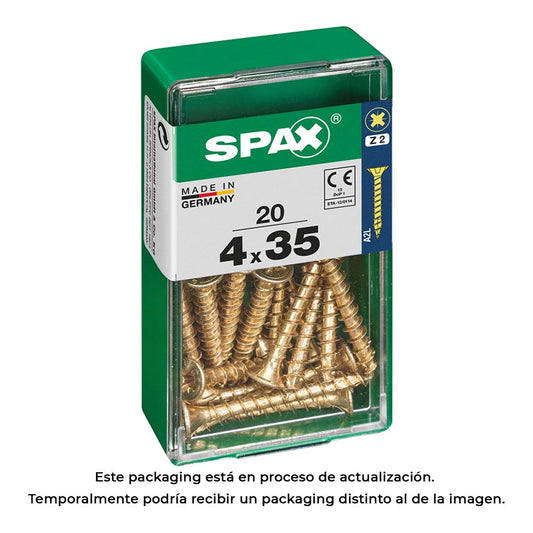 Caixa 20 unid. parafuso madeira cabeza plana yellox 4,0x35mm spax_0