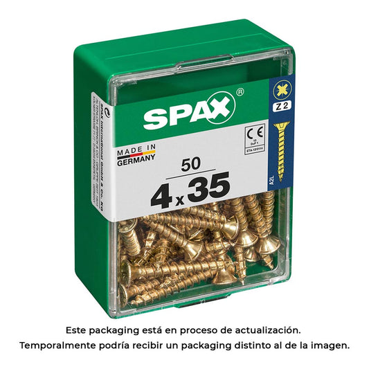Caixa 50 unid. parafuso madeira cabeza plana yellox 4,0x35mm spax_0