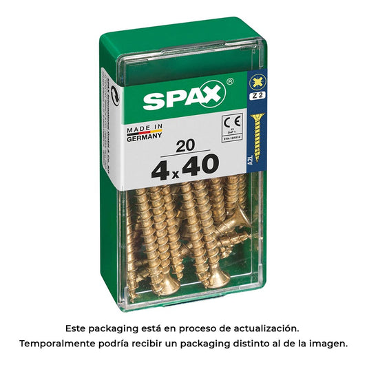 Caixa 20 unid. parafuso madeira cabeza plana yellox 4,0x40mm spax_0