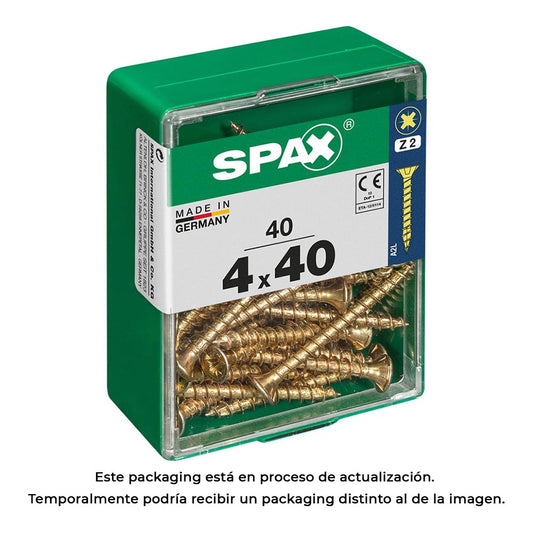 Caixa 40 unid. parafuso madeira cabeza plana yellox 4,0x40mm spax_0