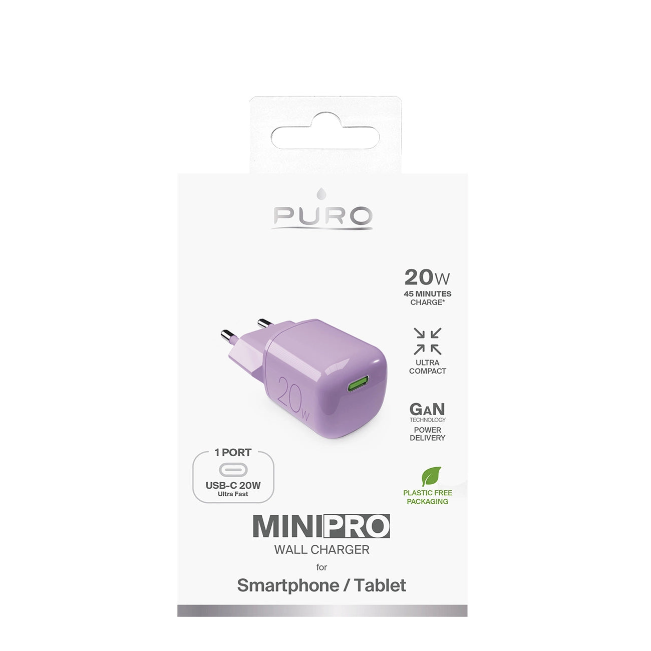 Puro 20W GaN USB-C Wall Charger - Pink_1