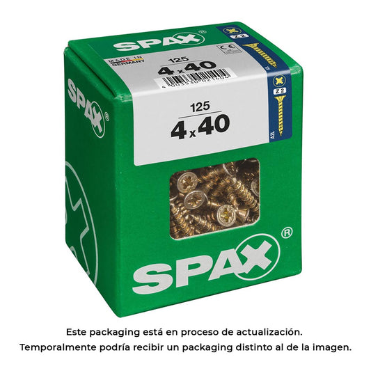 Caixa 125 unid. parafuso madeira cabeza plana yellox 4,0x40mm spax_0