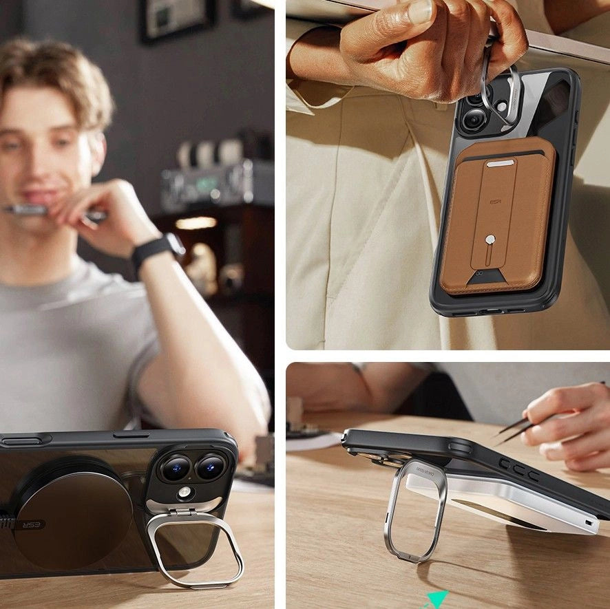 ESR Classic Hybrid Kickstand Halolock MagSafe iPhone 16 Plus + Tempered Glass Screen Protector - Black_1