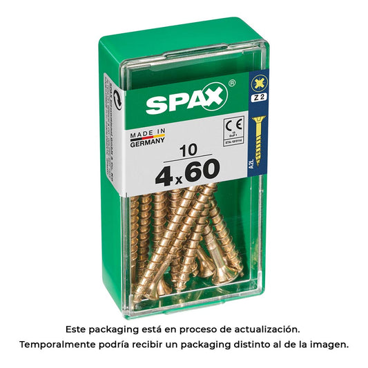 Caixa 10 unid. parafuso madeira cabeza plana yellox 4,0x60mm spax_0
