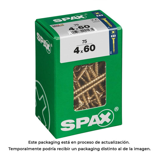 Caixa 75 unid. parafuso madeira cabeza plana yellox 4,0x60mm spax_0