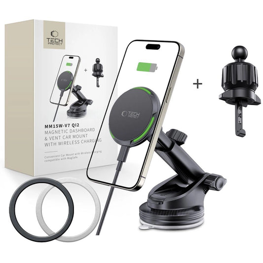 Tech-Protect MM15W-V7 QI2 Car Holder with Inductive Charger - Black_0