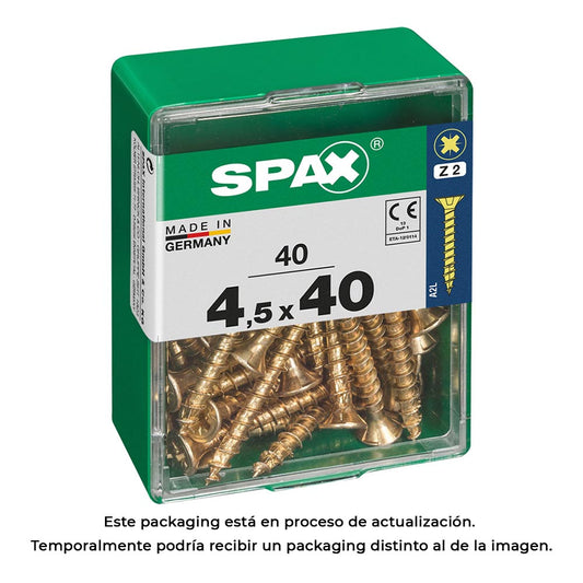 Caixa 40 unid. parafuso madeira cabeza plana yellox 4,5x40mm spax_0