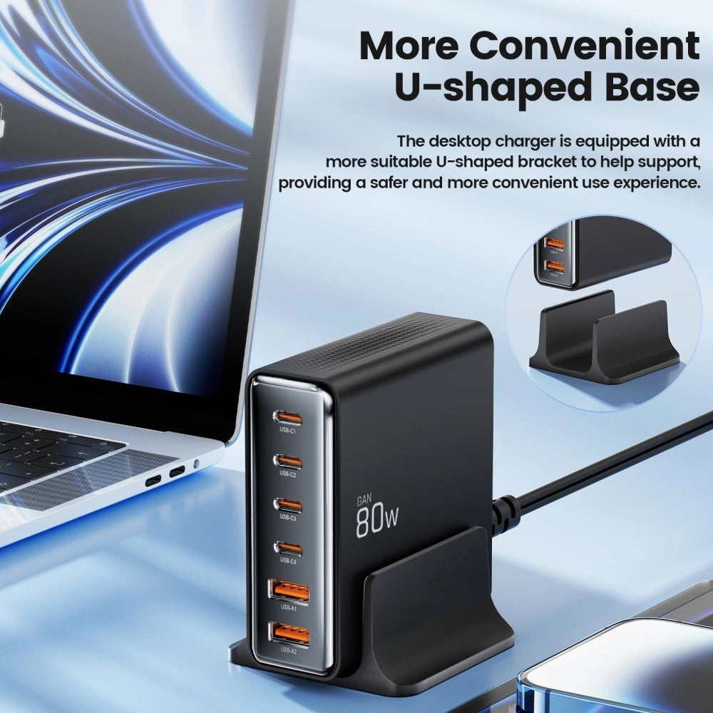 Tech-protect DC80W-GAN 6-PORT PD80W/QC3.0 Charging Station - Black_3