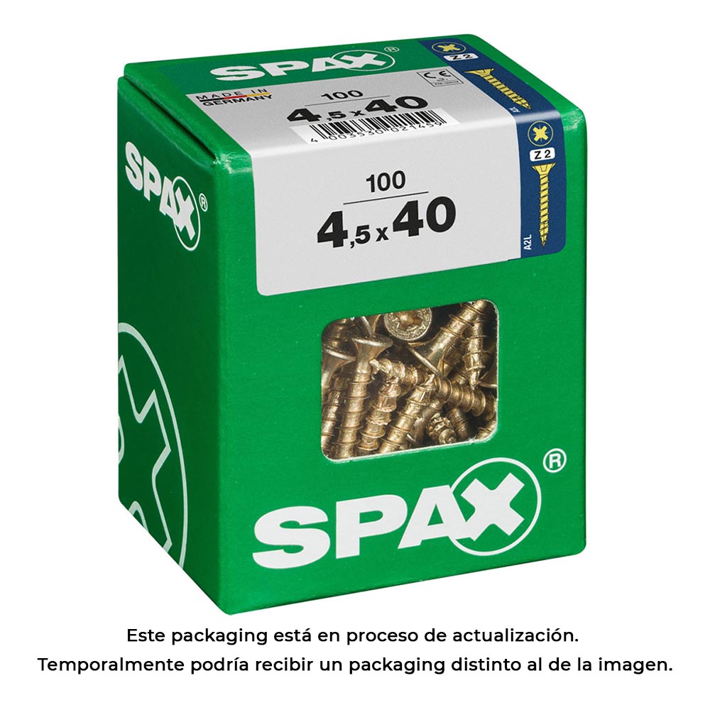 Caixa 100 unid. parafuso madeira cabeza plana yellox 4,5x40mm spax_0