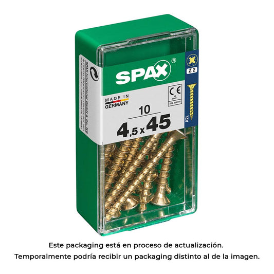 Caixa 10 unid. parafuso madeira cabeza plana yellox 4,5x45mm spax_0