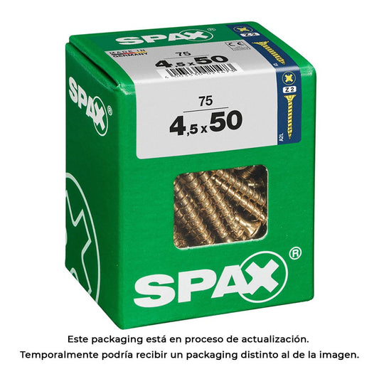 Caixa 75 unid. parafuso madeira cabeza plana yellox 4,5x50mm spax_0