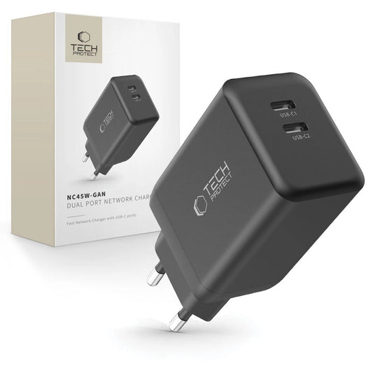 Tech-Protect NC45W-GAN 2-PORT PD45W wall charger - black_0