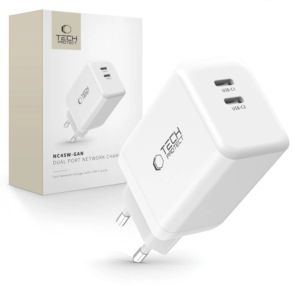 Tech-Protect NC45W-GAN 2-PORT PD45W Charger - White_0