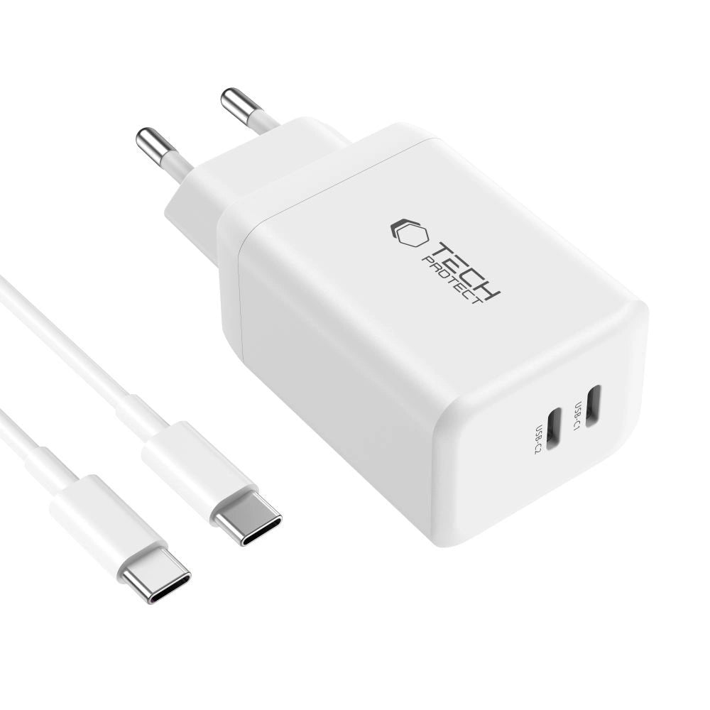 Tech-Protect NC45W-GAN 2-PORT PD45W Charger + TYPE-C CABLE - white_2