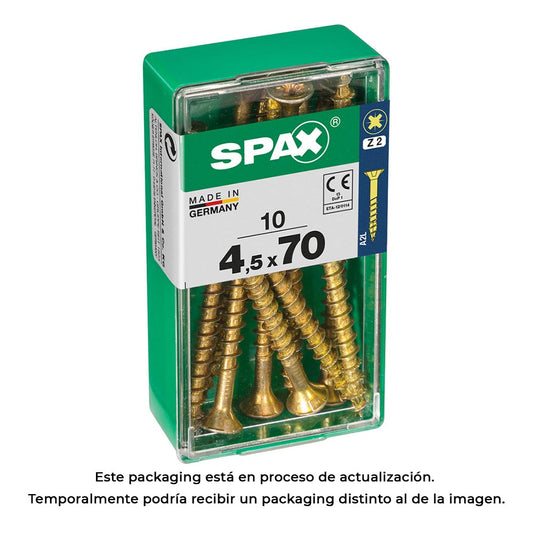 Caixa 10 unid. parafuso madeira cabeza plana yellox 4,5x70mm spax_0