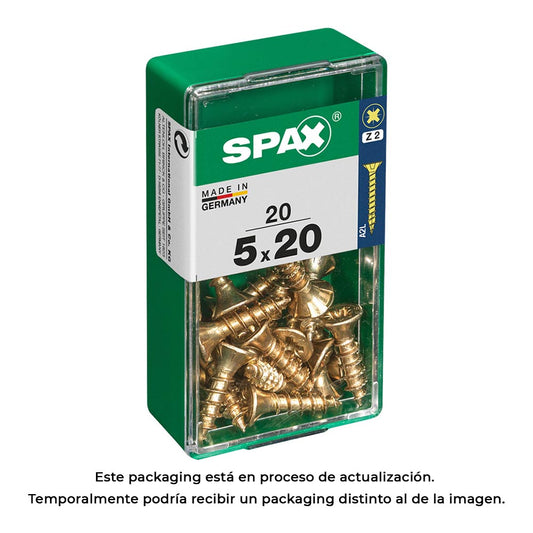 Caixa 20 unid. parafuso madeira cabeza plana yellox 5,0x20mm spax_0