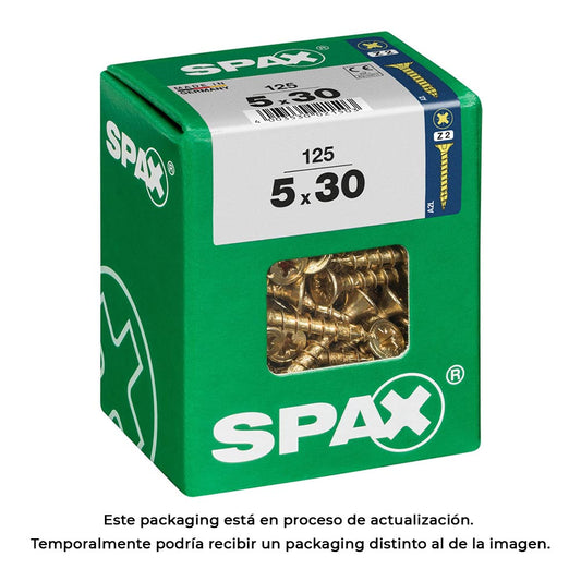 Caixa 125 unid. parafuso madeira cabeza plana yellox 5,0x30mm spax_0