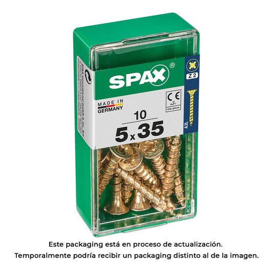 Caixa 10 unid. parafuso madeira cabeza plana yellox 5,0x35mm spax_0