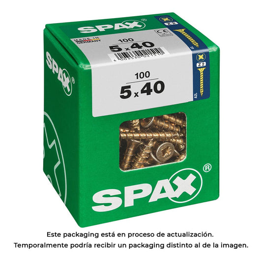 Caixa 100un parafuso madeira spax cab. plana yellox 5,0x40mm spax_0