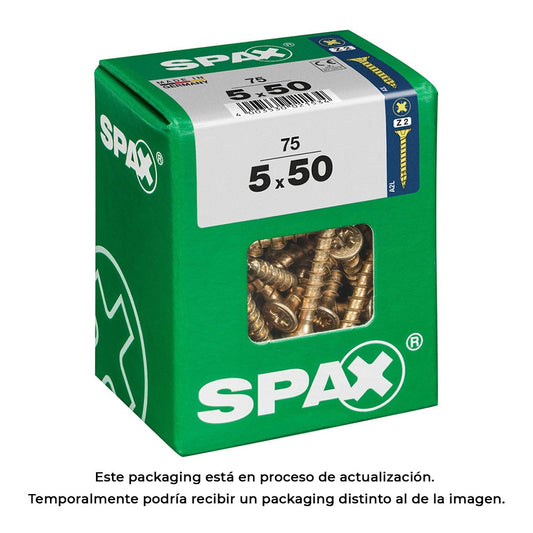 Caixa 75un parafuso madeira spax cab. plana yellox 5,0x50mm spax_0