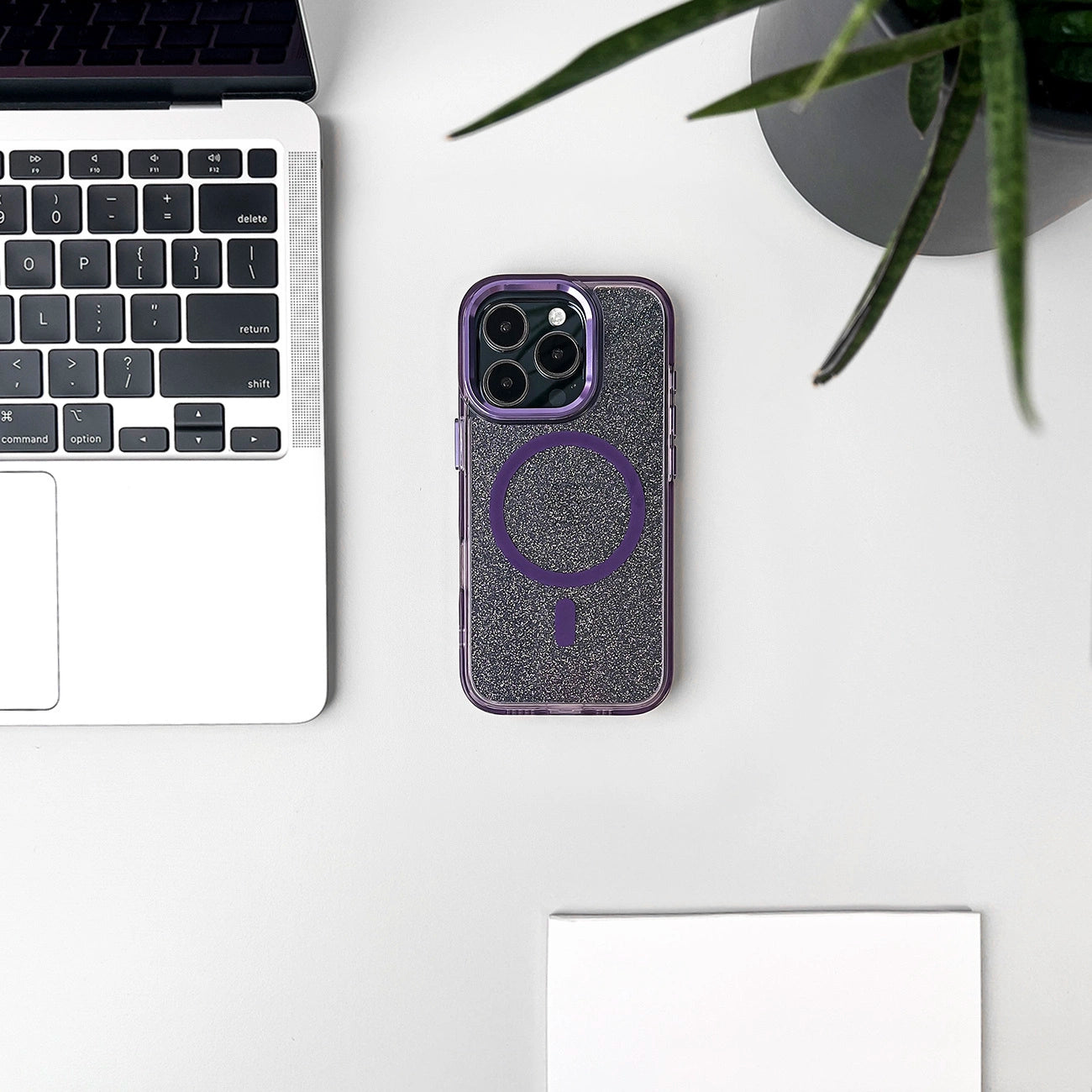 Wozinsky Glitter Case with Mag Safe for Samsung Galaxy S25 - Purple with Glitter_5