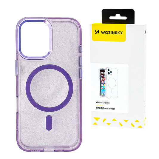 Wozinsky Glitter Case with Mag Safe for Samsung Galaxy S25 - Purple with Glitter_0