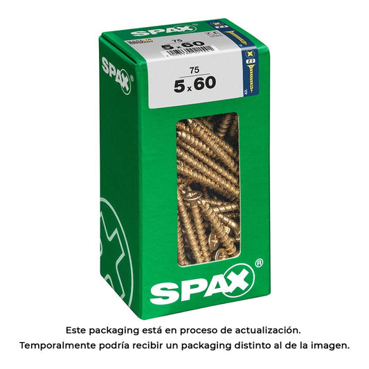 Caixa 75un parafuso madeira spax cab. plana yellox 5,0x60mm spax_0