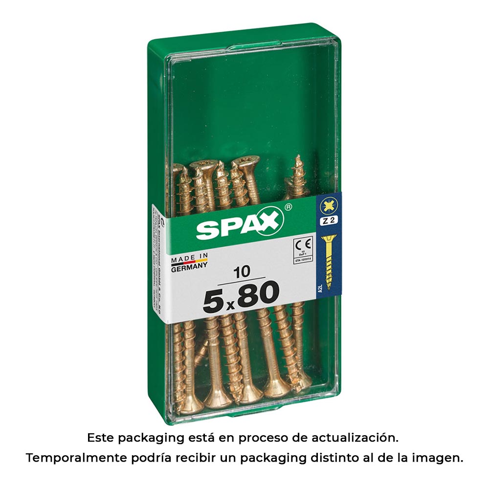 Caixa 10un parafuso madeira spax cab. plana yellox 5,0x80mm spax_0