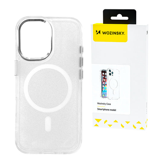 Wozinsky Glitter Case with Mag Safe for Samsung Galaxy S24 FE - Clear with Glitter_0