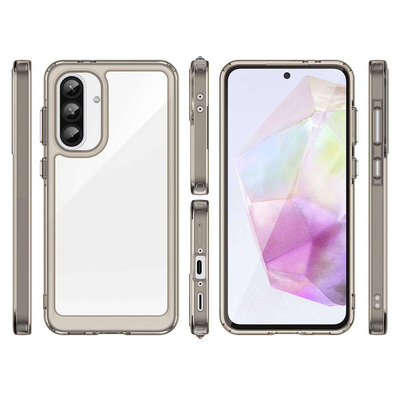 Outer Space Case for Samsung Galaxy A56 Cover with Flexible Frame - Semi-Transparent, Black_1
