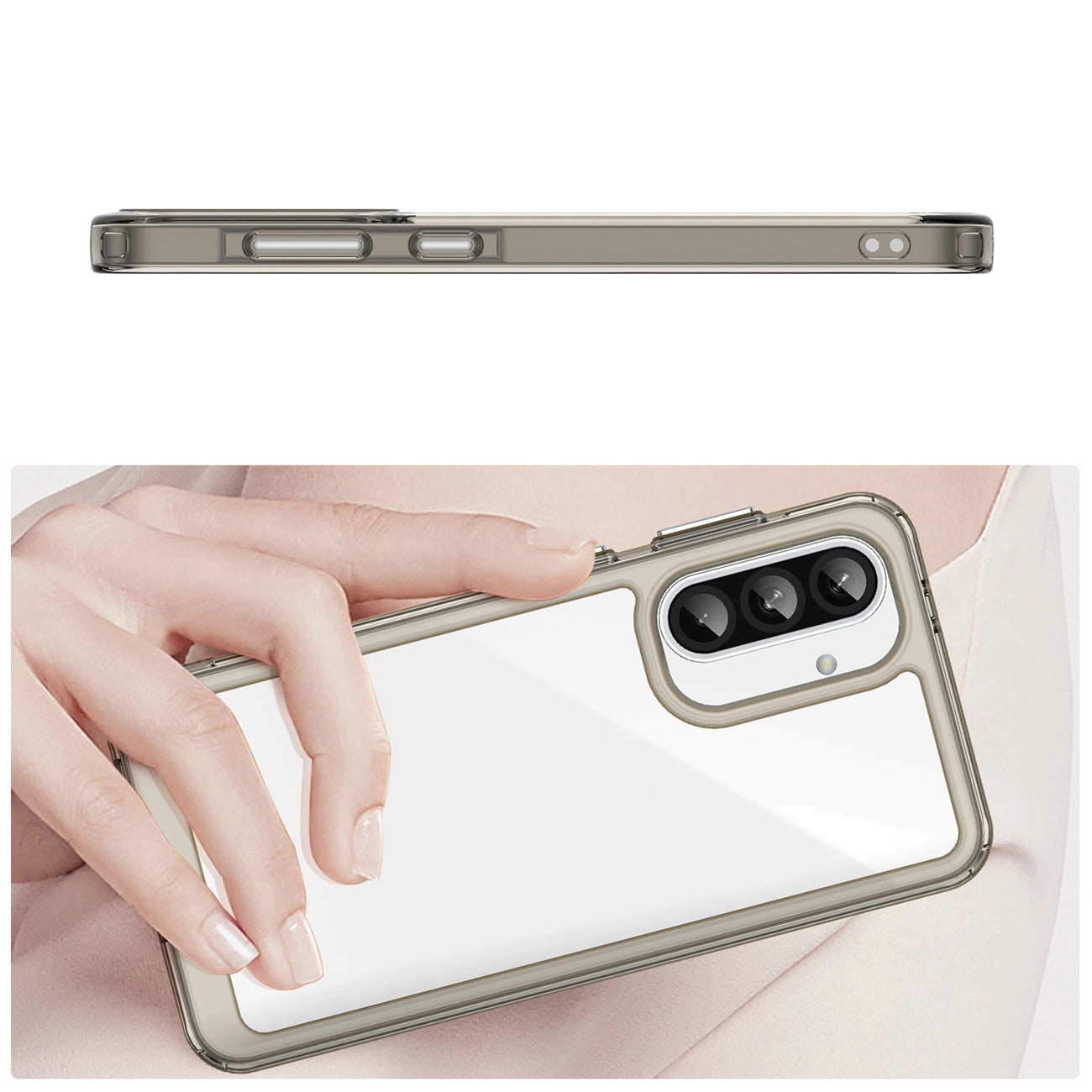 Outer Space Case for Samsung Galaxy A56 Cover with Flexible Frame - Semi-Transparent, Black_3