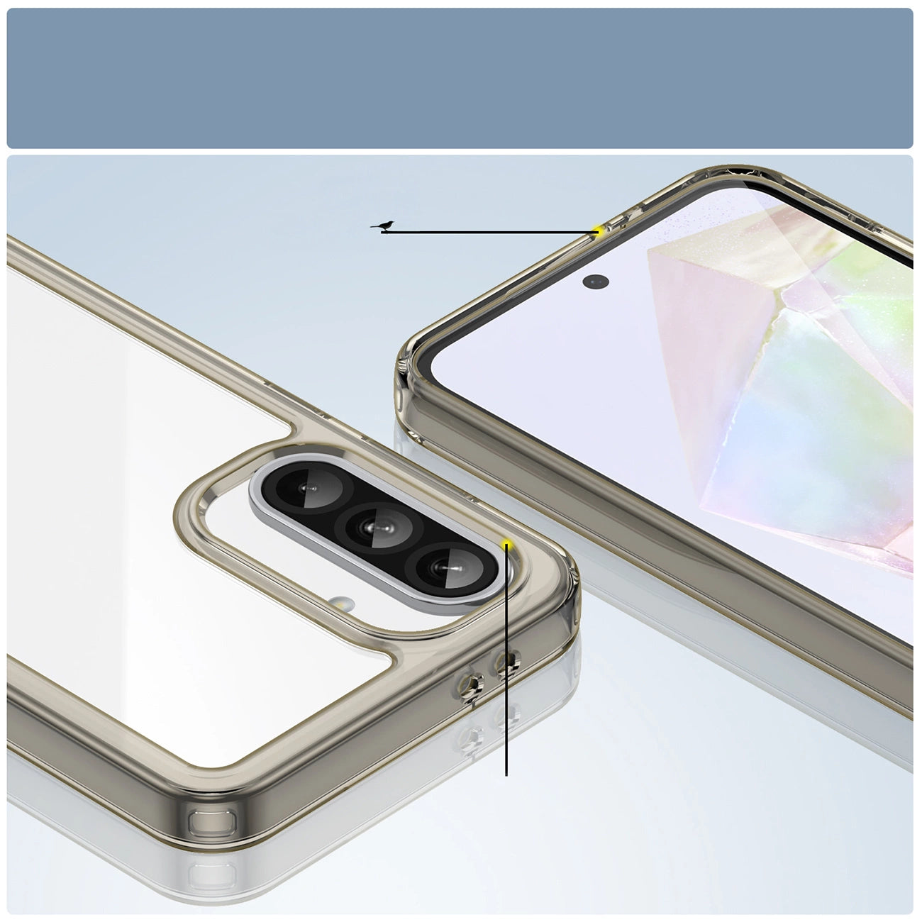 Outer Space Case for Samsung Galaxy A56 Cover with Flexible Frame - Semi-Transparent, Black_4