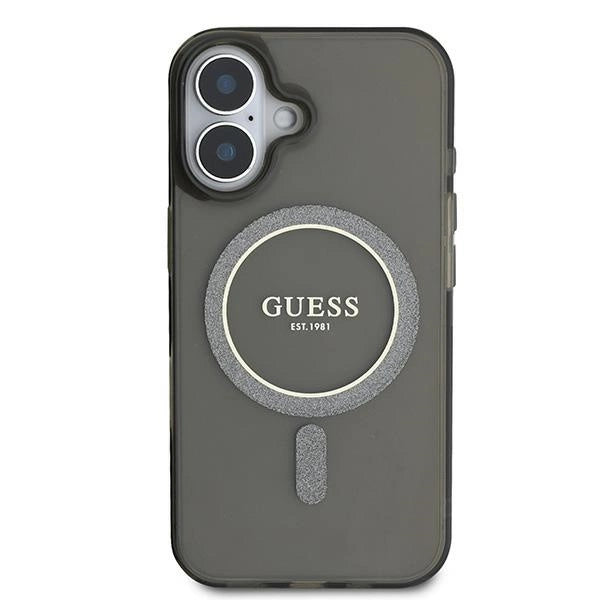 Etui Guess IML Glitter Circle MagSafe na iPhone 16 - czarne_2