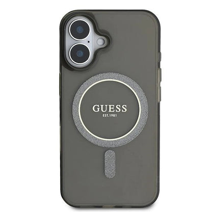 Etui Guess IML Glitter Circle MagSafe na iPhone 16 - czarne_2
