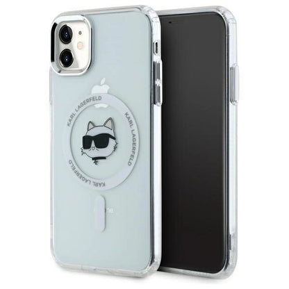 Etui Karl Lagerfeld IML Metal Choupette Head MagSafe na iPhone 11 - białe_0