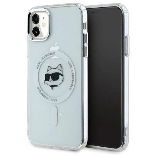 Etui Karl Lagerfeld IML Metal Choupette Head MagSafe na iPhone 11 - białe_0